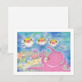 Octopus Porcupinefish Music Any Occasion Flat Card サンキューカード (正面/裏面)
