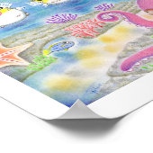 Octopus Porcupinefish Singing Nursery Art Poster ポスター (角)