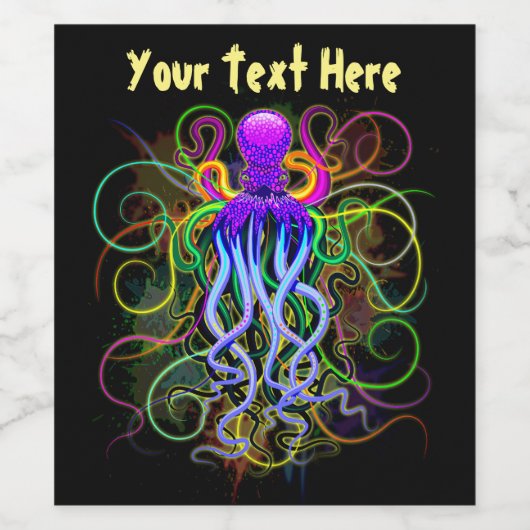 Octopus Psychedelic Luminescence ワインラベル (シングルラベル)