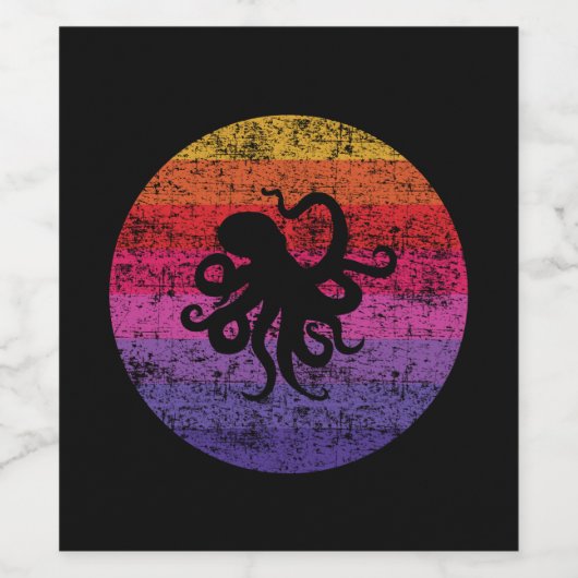 Octopus Retro ワインラベル (シングルラベル)