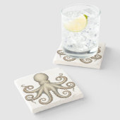 Octopus scientific diagram unique artwork retro  ストーンコースター (横)