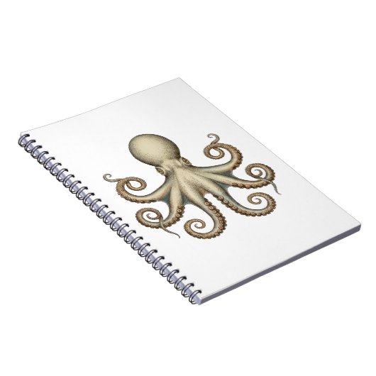 Octopus scientific diagram unique artwork retro  ノートブック (右側)