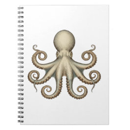 Octopus scientific diagram unique artwork retro ノートブック
