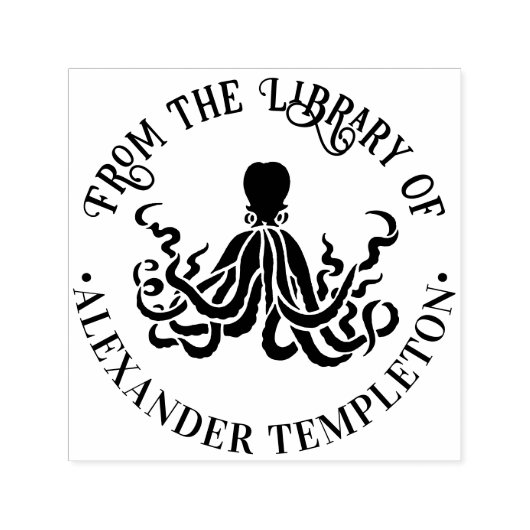 Octopus Silhouette Sea Round Library #3書籍名 セルフインキングスタンプ (デザイン)