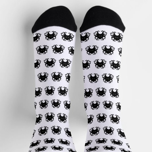Octopus Socks - B&W - Unisex ソックス (上部)