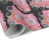 Octopus Tracks – ピンク – 製本EndPaper ラッピングペーパー (ロールコーナー)