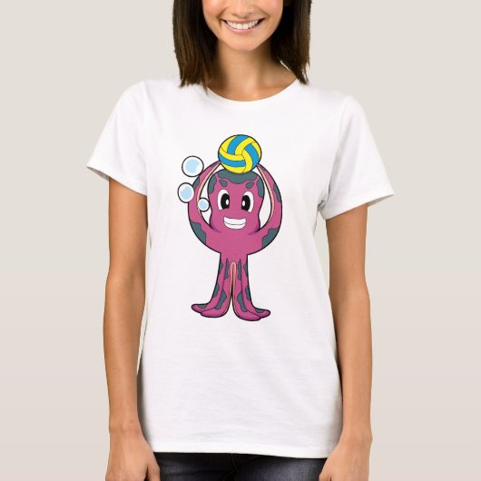 Octopus Volleyball player Volleyball Sports Tシャツ (正面)