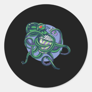 Octopus Watching A Movie – 詳細画像デザイン ラウンドシール