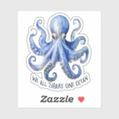 Octopus Watercolor Ocean Conservation Marine シール (シート)