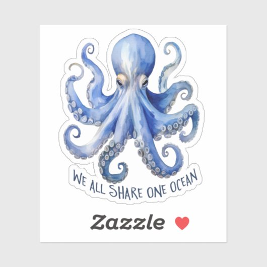 Octopus Watercolor Ocean Conservation Marine シール (シート)