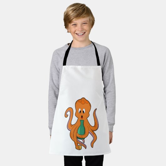 Octopus withボトル.PNG エプロン (着用した状態)