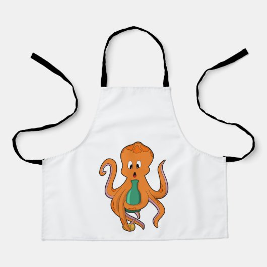 Octopus withボトル.PNG エプロン (正面)
