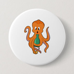 Octopus withボトル.PNG 缶バッジ