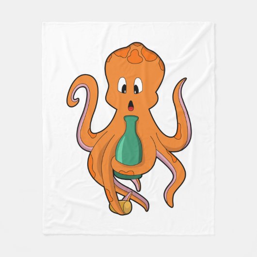 Octopus with Bottle.PNG フリースブランケット (正面)