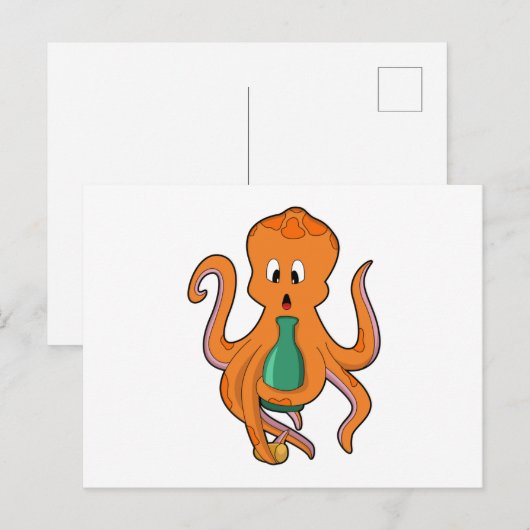 Octopus with Bottle.PNG ポストカード (正面/裏面)