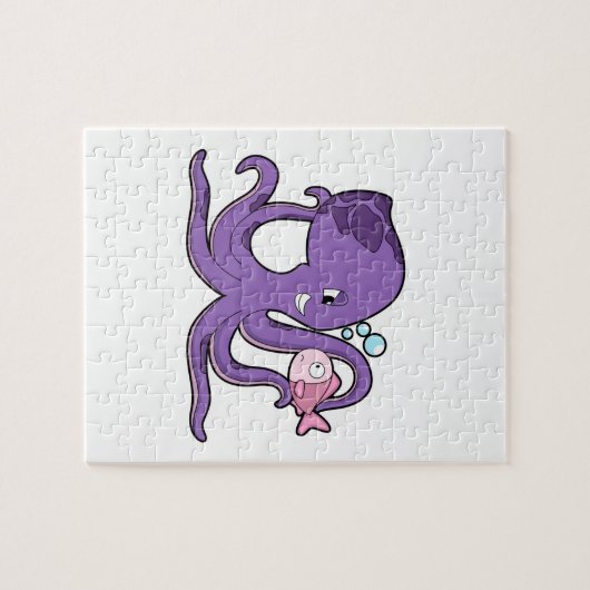 Octopus with Fish.PNG ジグソーパズル (横)