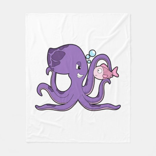 Octopus with Fish.PNG フリースブランケット (正面)