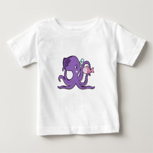 Octopus with Fish.PNG ベビーTシャツ (正面)