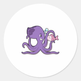 Octopus with Fish.PNG ラウンドシール