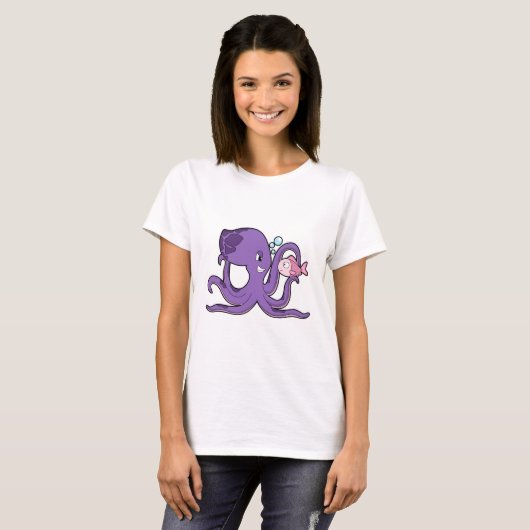 Octopus with Fish.PNG Tシャツ (正面フル)