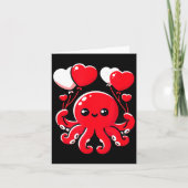 Octopus With Heart Balloons Adorable Valentines Da カード (正面)