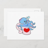 Octopus with Heart Cup.PNG ポストカード (正面/裏面)