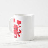 Octopus With Heart Lloons Adorable Valentines Day  コーヒーマグカップ (正面左)