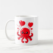 Octopus With Heart Lloons Adorable Valentines Day  コーヒーマグカップ (左)