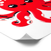 Octopus With Heart Lloons Adorable Valentines Day  ポスター (角)