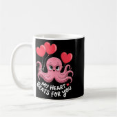 Octopus With Heart Lloons My Heart Beats For You V コーヒーマグカップ (左)