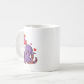 Octopus With Heart Lloons Valentine Day  コーヒーマグカップ (正面左)