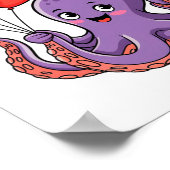 Octopus With Heart Lloons Valentine Day  ポスター (角)