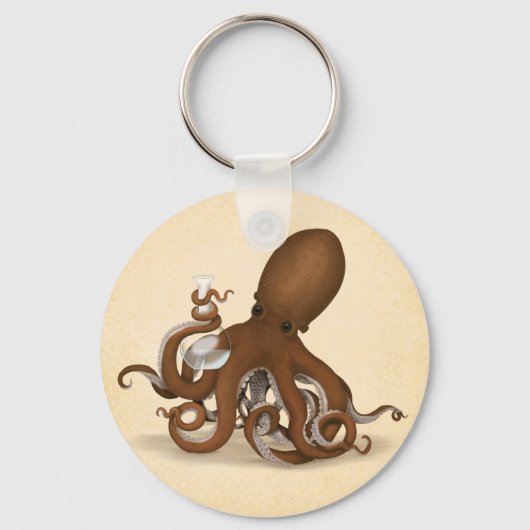Octopus with Lab Flask Steampunk Chemistry キーホルダー (正面)