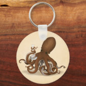 Octopus with Lab Flask Steampunk Chemistry キーホルダー (正面)