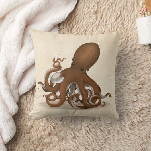 Octopus with Lab Flask Steampunk Chemistry クッション (ブランケット)