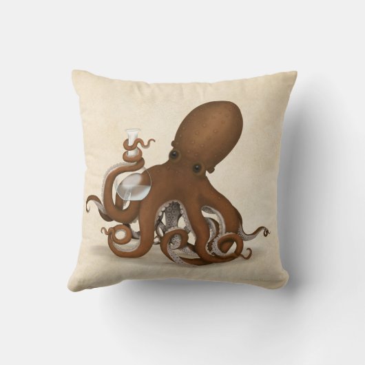 Octopus with Lab Flask Steampunk Chemistry クッション (裏面)