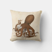 Octopus with Lab Flask Steampunk Chemistry クッション (正面)