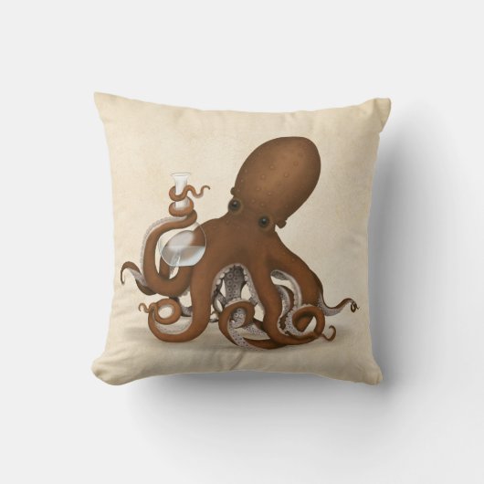 Octopus with Lab Flask Steampunk Chemistry クッション (正面)