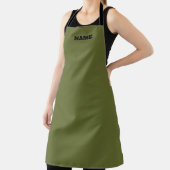 OD Green cooking apron with custom name エプロン (インサイチュ)