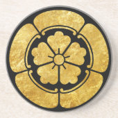 Oda月曜日の黒の日本のな武士の一族のフェイクな金ゴールド コースター (正面)