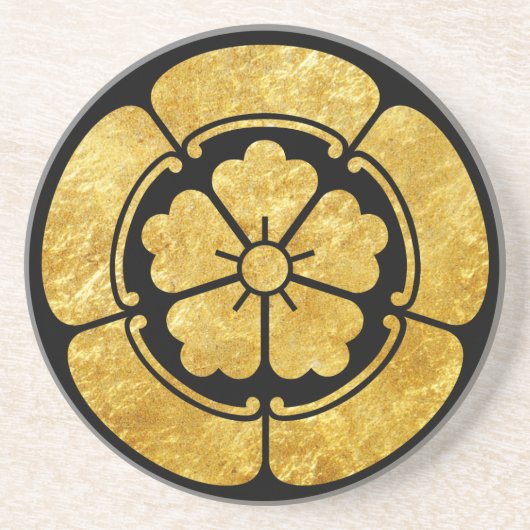 Oda月曜日の黒の日本のな武士の一族のフェイクな金ゴールド コースター (正面)