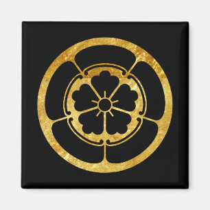Oda月曜日の黒の日本のな武士の一族の金ゴールド マグネット
