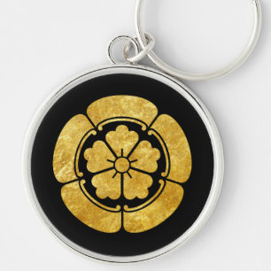 Oda Mon Japanese samurai clan faux gold on black キーホルダー