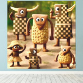 Odd Friends – 森とド市松模様にット・クランのポスター キャンバスプリント (インサイチュ (ウッドフロア))