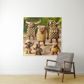 Odd Friends – 森とド市松模様にット・クランのポスター タペストリー (インサイチュ)