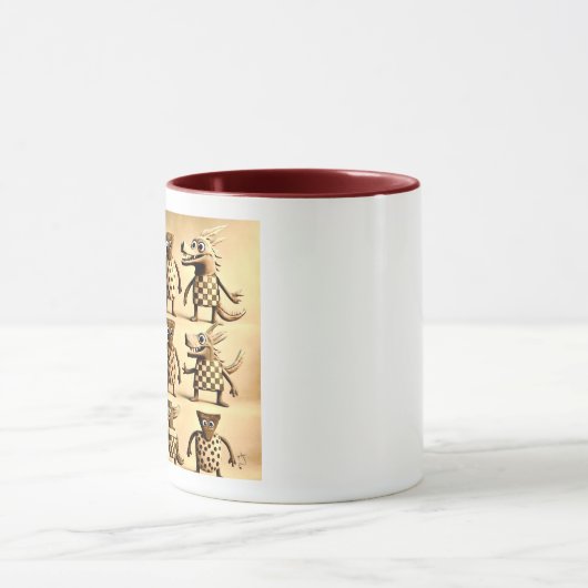Odd Friends – Checker & Dots Creature Family Poste マグカップ (中央)