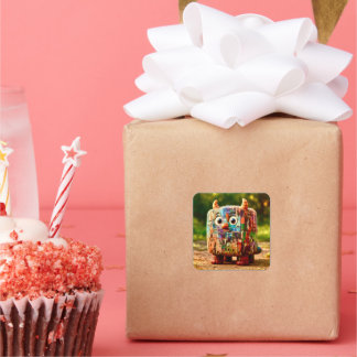Odd Friends - Patchwork Cube Monster Poster スクエアシール