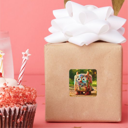 Odd Friends - Patchwork Cube Monster Poster スクエアシール (パーティー)