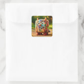 Odd Friends - Patchwork Cube Monster Poster スクエアシール (バッグ)