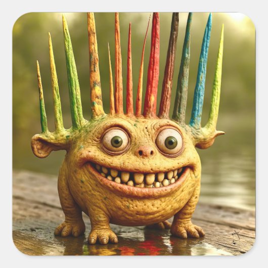 Odd Friends – Rainbow Spikes Monster Poster スクエアシール (正面)